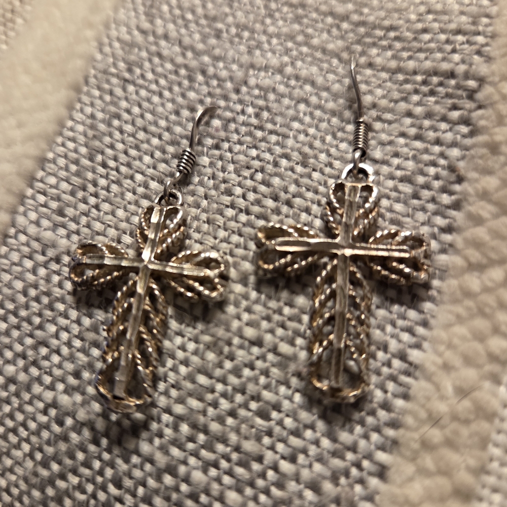 Sterling Silver Cross Earrings